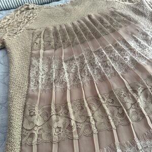 Anthropologie • One September •  Lace Pleat Sweater • Size Small